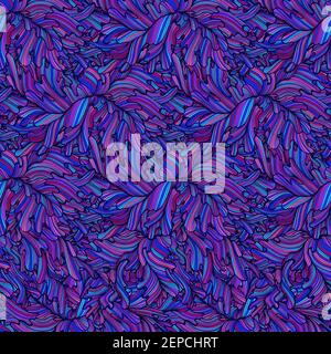 Psychedelic bright abstract waves seamless pattern. Colorful texture with crazy maze lines. Stock Vector