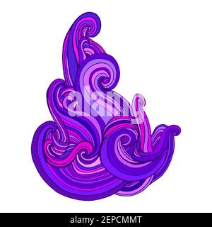 Colorful purple pink violet waves decorative abstract element, isolated on white. Stock Vector