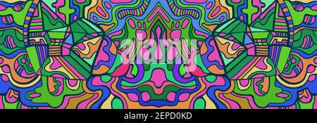 Colorful doodle waves abstract psychedelic background. Decorative surreal wavy texture. Stock Vector