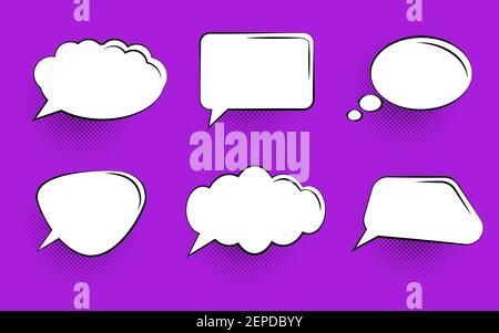 Comic Speech Bubble Set on violet background Stock Vector