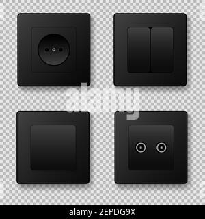 Sockets and switches on a transparent background. vector illustration Stock Vector