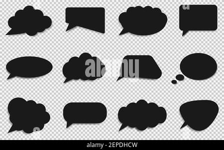 Set of silhouette figured speech bubbles black Stock Vector