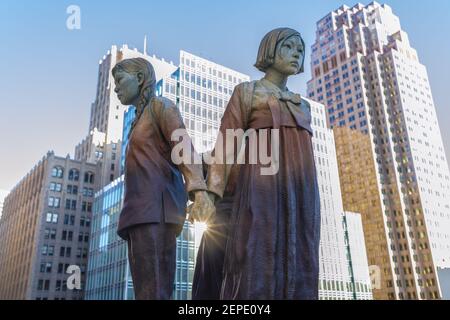 The statue “Comfort Women” Column of Strength, by sculptor Steven Whyte