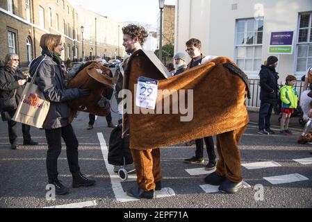 The 10th annual pantomime horse race in Greenwich, London, UK on December 15, 2019. (Photo by Claire Doherty/Sipa USA)