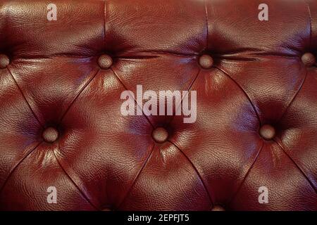 luxury brown leather sofa backdrop. closeup decor for design background Stock Photo
