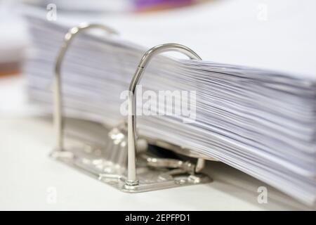 folder with office paper stack. procrastination and paperwork concept Stock Photo