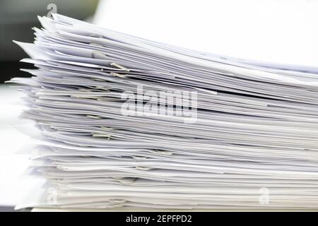 folder with office paper stack. procrastination and paperwork concept Stock Photo