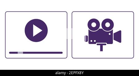 Video player play button multimedia film movie stream vector icons Stock Vector