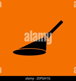 Flashlight Icon. Black on Orange Background. Vector Illustration. Stock Vector