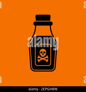 Poison Bottle Icon. Black on Orange Background. Vector Illustration. Stock Vector