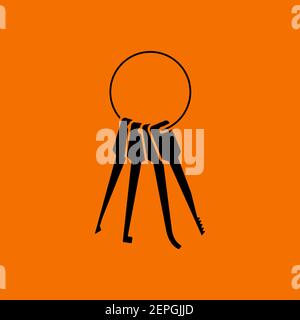 Lockpick Icon. Black on Orange Background. Vector Illustration. Stock Vector