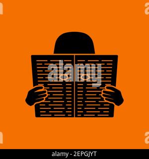 Newspaper Hole Icon. Black on Orange Background. Vector Illustration. Stock Vector