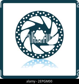 Bike Brake Disc Icon. Square Shadow Reflection Design. Vector Illustration. Stock Vector
