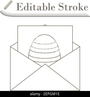 Envelop With Easter Egg Icon. Editable Stroke Simple Design. Vector Illustration. Stock Vector