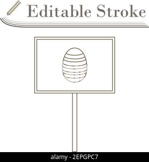 Easter Pointer With Egg Icon. Editable Stroke Simple Design. Vector Illustration. Stock Vector