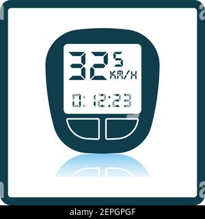 Bike Computer Icon. Square Shadow Reflection Design. Vector Illustration. Stock Vector