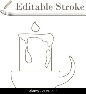 Candle In Candlestick Icon. Editable Stroke Simple Design. Vector Illustration. Stock Vector