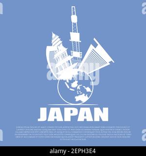 City view of japan with paper cut style Stock Vector
