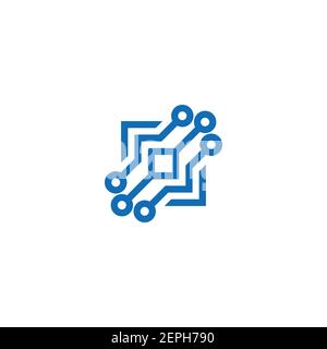 square linked dots connection symbol logo vector Stock Vector