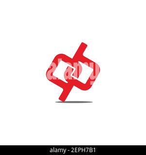 letter bq square links shadow geometric design vector Stock Vector