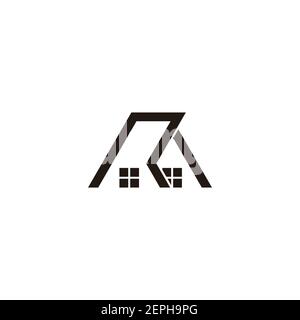 letter r home roof residence symbol geometric logo vector Stock Vector
