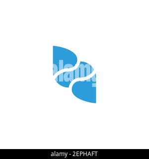 abstract letter pd water curves geometric simple logo vector Stock Vector