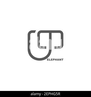 letter m simple abstract elephant shape symbol vector Stock Vector