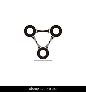 triangle abstract letter v linked strong chain symbol logo vector Stock Vector