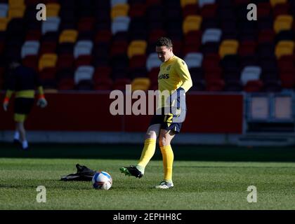 27th February 2021; Brentford Community Stadium, London, England; English Football League Championship Football, Brentford FC versus Stoke City; James Chester of Stoke City warming up Stock Photo