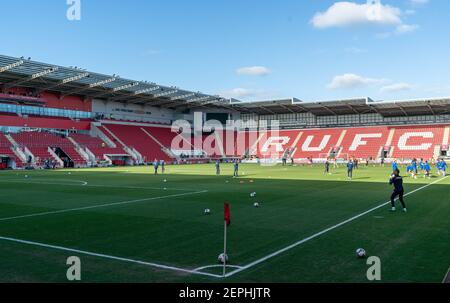 27th February 2021; AESSEAL New York Stadium, Rotherham, Yorkshire, England; English Football League Championship Football, Rotherham United versus Reading; general stadium view in a sunny Rotherham Stock Photo