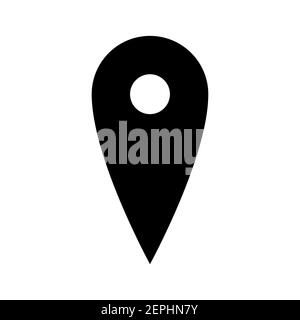 Map location icon. Long simple map mark, symbol pointer, black on white background Stock Vector