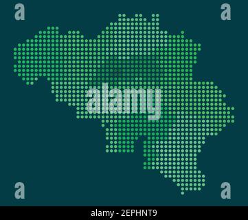 Vector circles round map of Belgium administrative regions areas colored Stock Vector