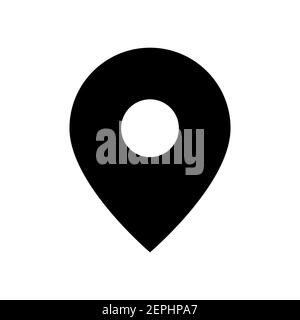 Map location icon. Long simple map mark, symbol pointer, black on white background Stock Vector