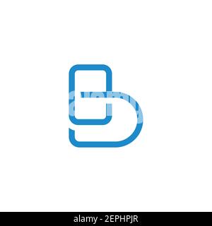 letter be simple geometric overlapping line flat logo vector Stock Vector