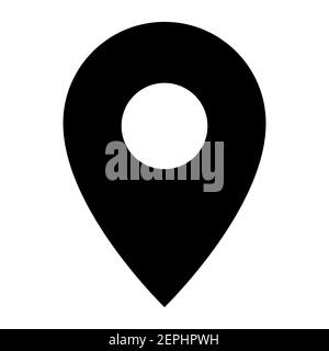 Map location icon. Long simple map mark, symbol pointer, black on white background Stock Vector