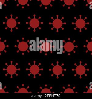 Covid 19 seamless pattern background red and black Stock Vector
