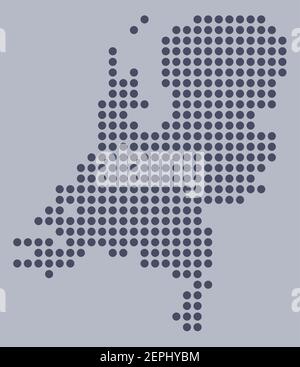Vector circles round pixel map of Netherlands blue Stock Vector