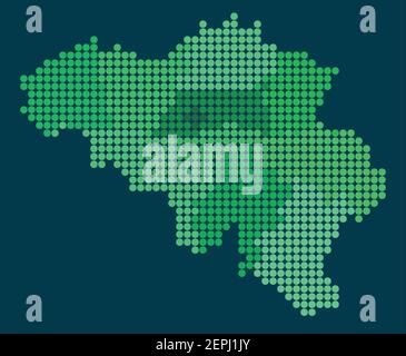 Vector circles round map of Belgium administrative regions areas colored Stock Vector