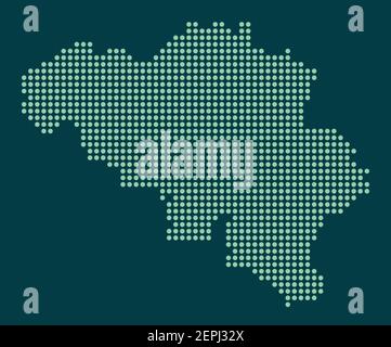 Vector circles round map of Belgium administrative regions areas white Stock Vector