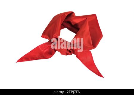 Silk scarf or red tie isolate on white background close-up. Stock Photo