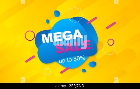 Mega Sale gradient yellow banner Background. Vector illustration Stock Vector