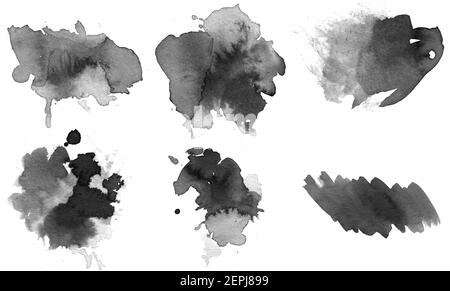 Beautiful set of black ink brushes Stock Photo