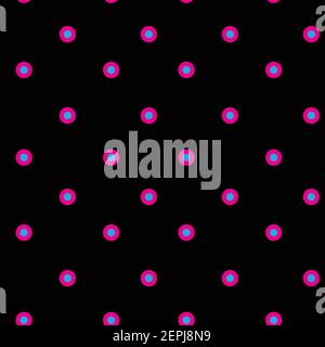 Pink blue polka dot pattern on black background for cards, party pack, textile, cloth printing Stock Vector