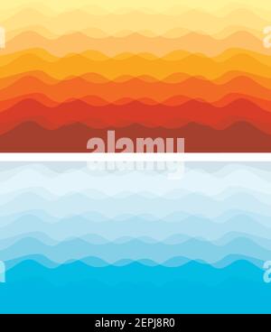 Wavy orange red yellow blue cyan color abstract background for party poster, banner, cover art Stock Vector