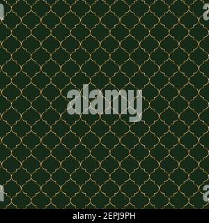 Green color with golden frame moroccan pattern for tiles, carpet, floor and roof decoration Stock Vector