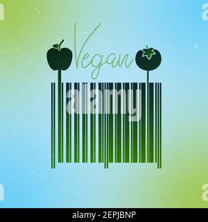 eat vegan illustration background, with grunge texture. Stock Vector