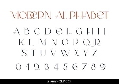 Modern sans serif elegance font. Classic minimal high contrast wedding font. Uppercase only. Vector illustration. Stock Vector