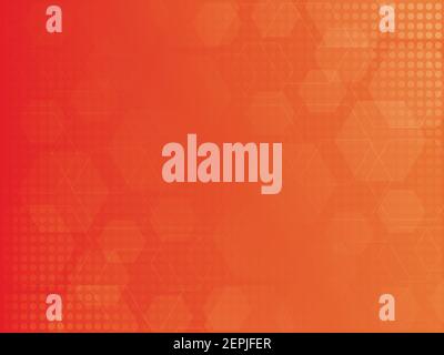 Digital technology abstract background, hexagons and dots, geometric pattern, orange design for science, technology or medicine, backdrop Stock Vector