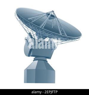 Illustration of the radio telescope, radar in astronomical observatory Stock Vector