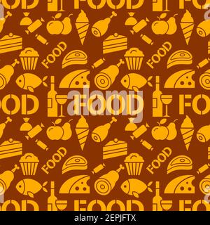 colorful illustration of food products and grocery seamless pattern Stock Vector